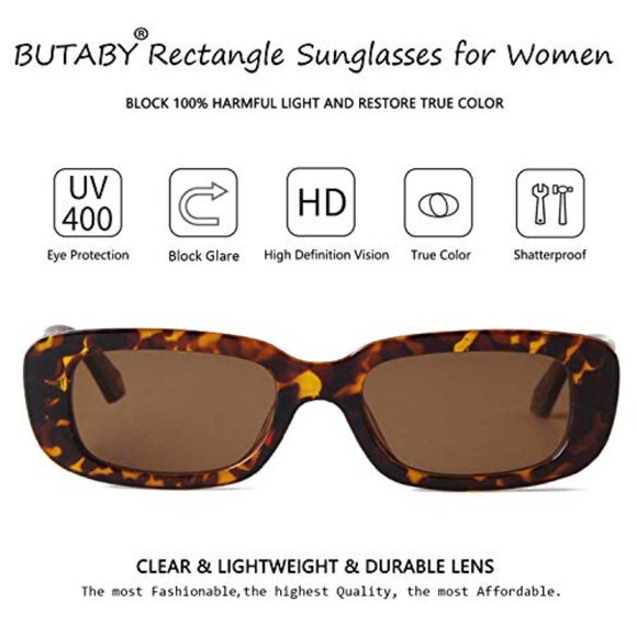 Retro Rectangle Sunglasses Vintage 90s Fashion Narrow Square Frame UV400 main image 7